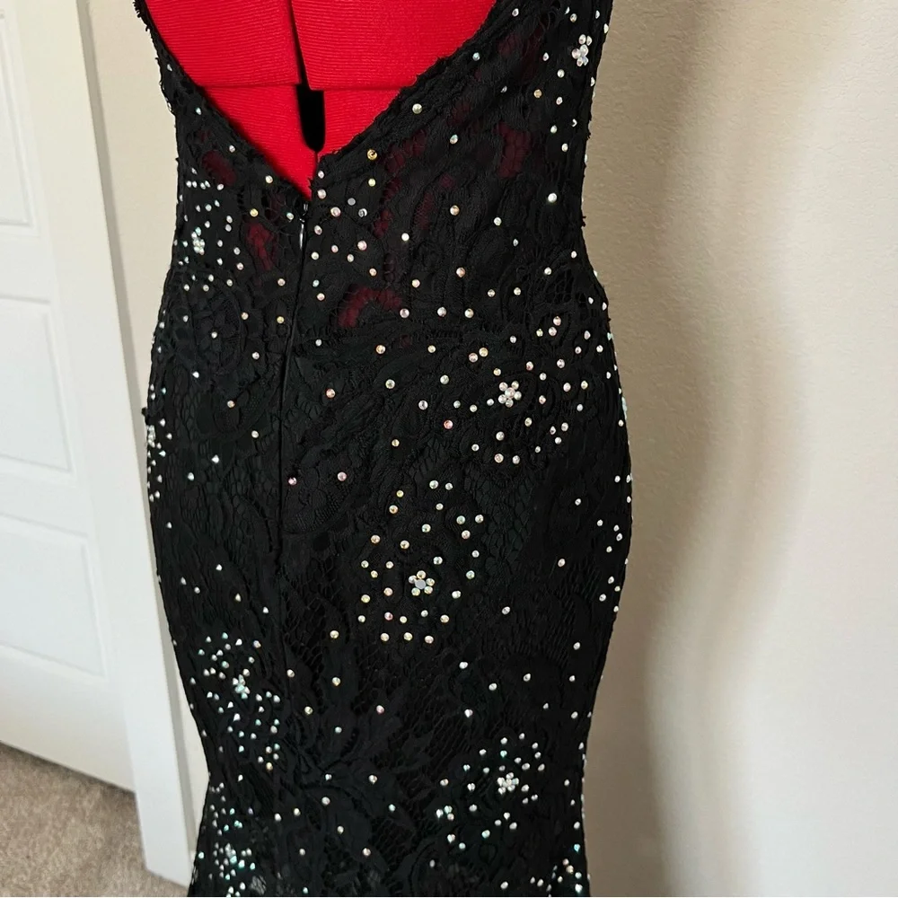Camille La Vie Black Mermaid Jeweled/Sequin Floral Lace Formal Gown US 8 😍 - Picture 7 of 16